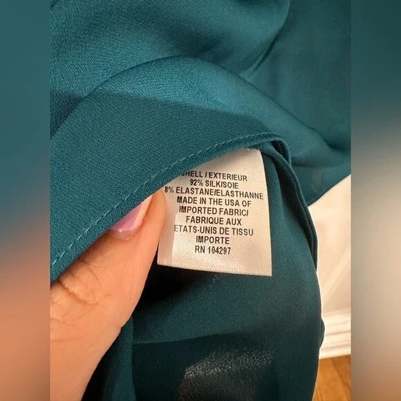 Milly Emerald Green Ruffle Neck Silk Blouse Size Small - Picture 5 of 7